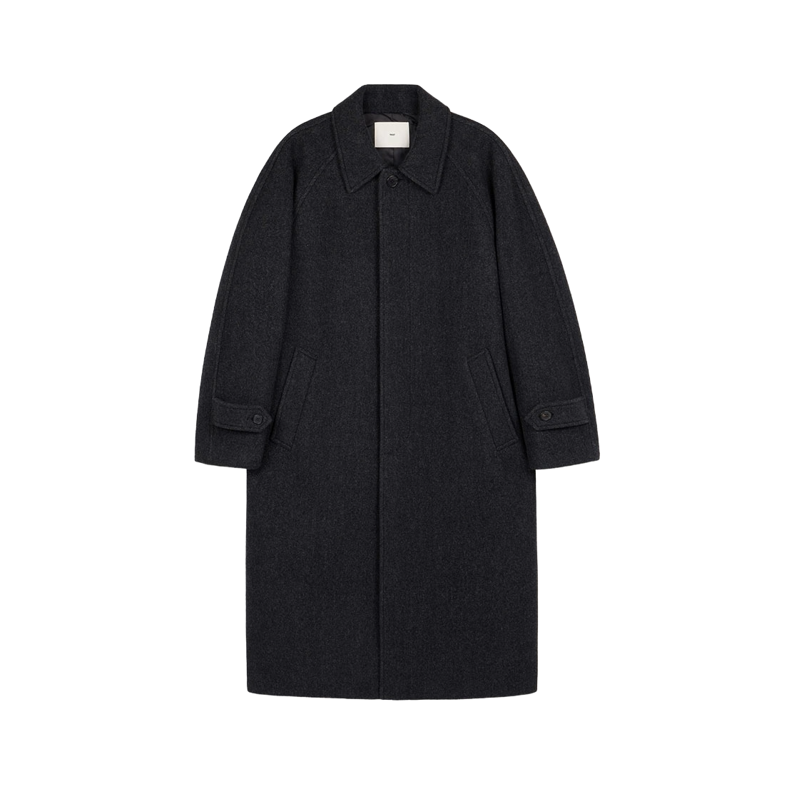 TNCO6F100CG_W TNGT W Virgin Wool Herringbone Balmacaan Coat Dark Grey