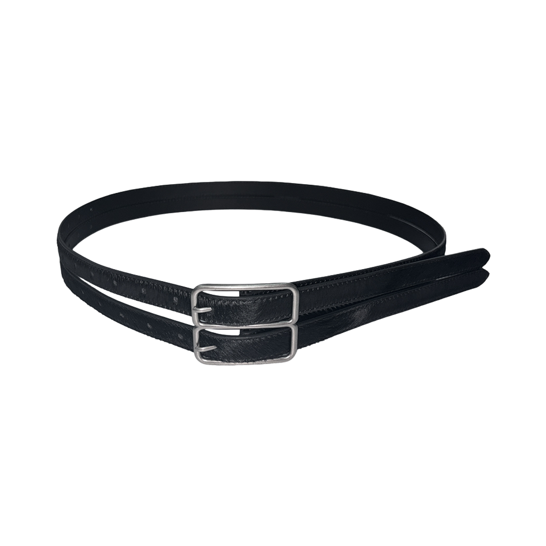 P00000CQ Epr. Layer Calf Hair Double Strap Belt Black