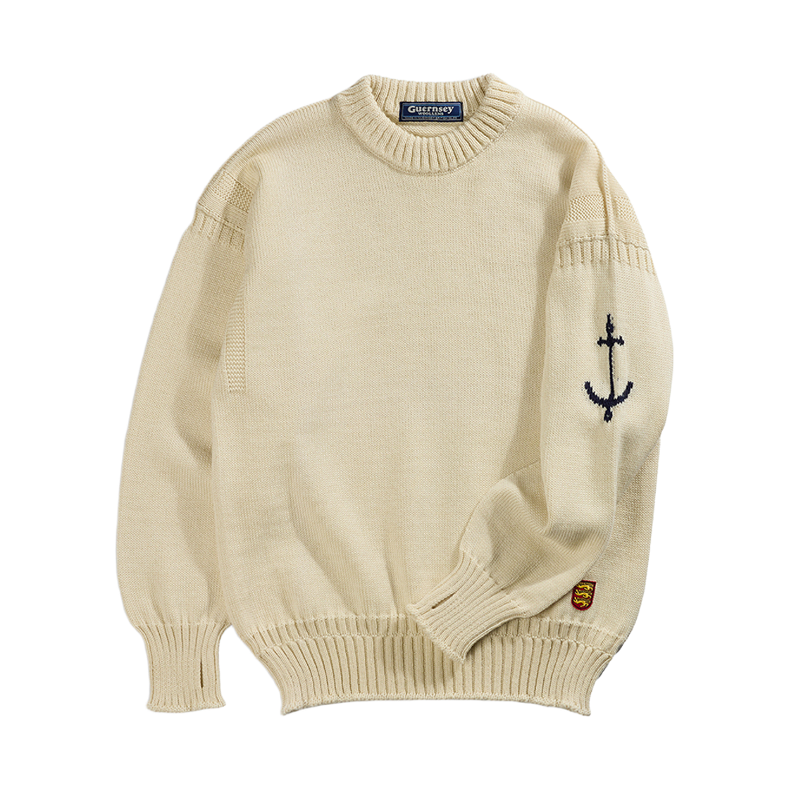 gwcr4001-ar Guernsey Woollens Crewneck Wholegarment Sweater Aran