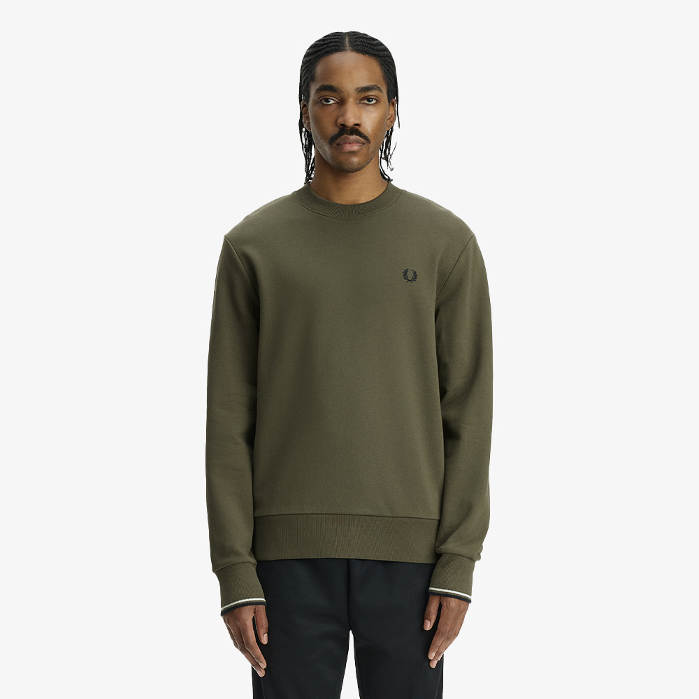프레드페리 크루넥 스웻셔츠 로렐리스그린/슬레이트/네이비(Fred Perry Crew Neck Sweatshirt Laurel Wreath Green/Slate/Navy) - 2