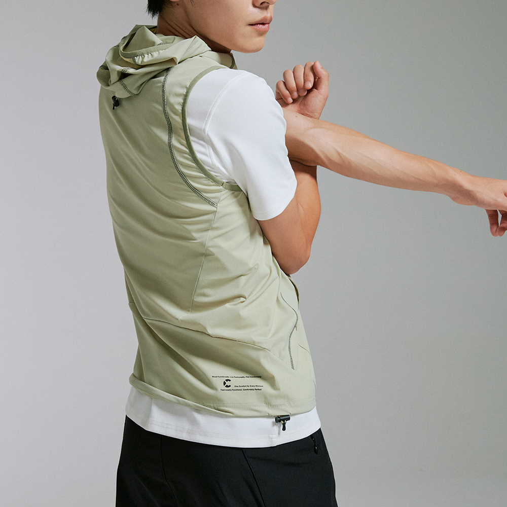 챕터엑스 퀵 드라이 아웃 레이어 베스트 그린(Chapter.X Quick-Dry Hooded Layer Vest Green) - 5