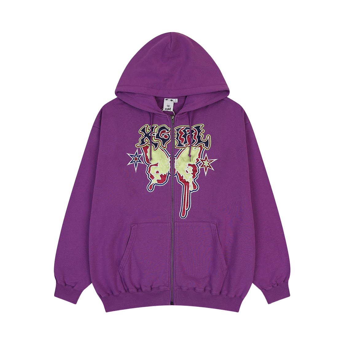 피어 엑스걸 버터플라이 집업 후디 퍼플(PEER X-girl Butterfly Zip Up Hoodie Purple) - 1