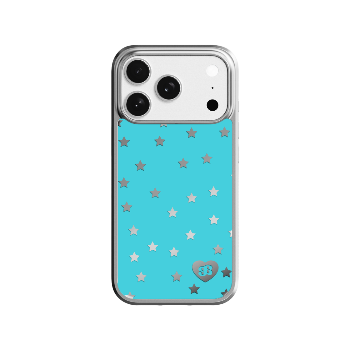 E2605_0019 EARPEARP Mini Star Aqua Blue Magsafe Mirror Case Silver
