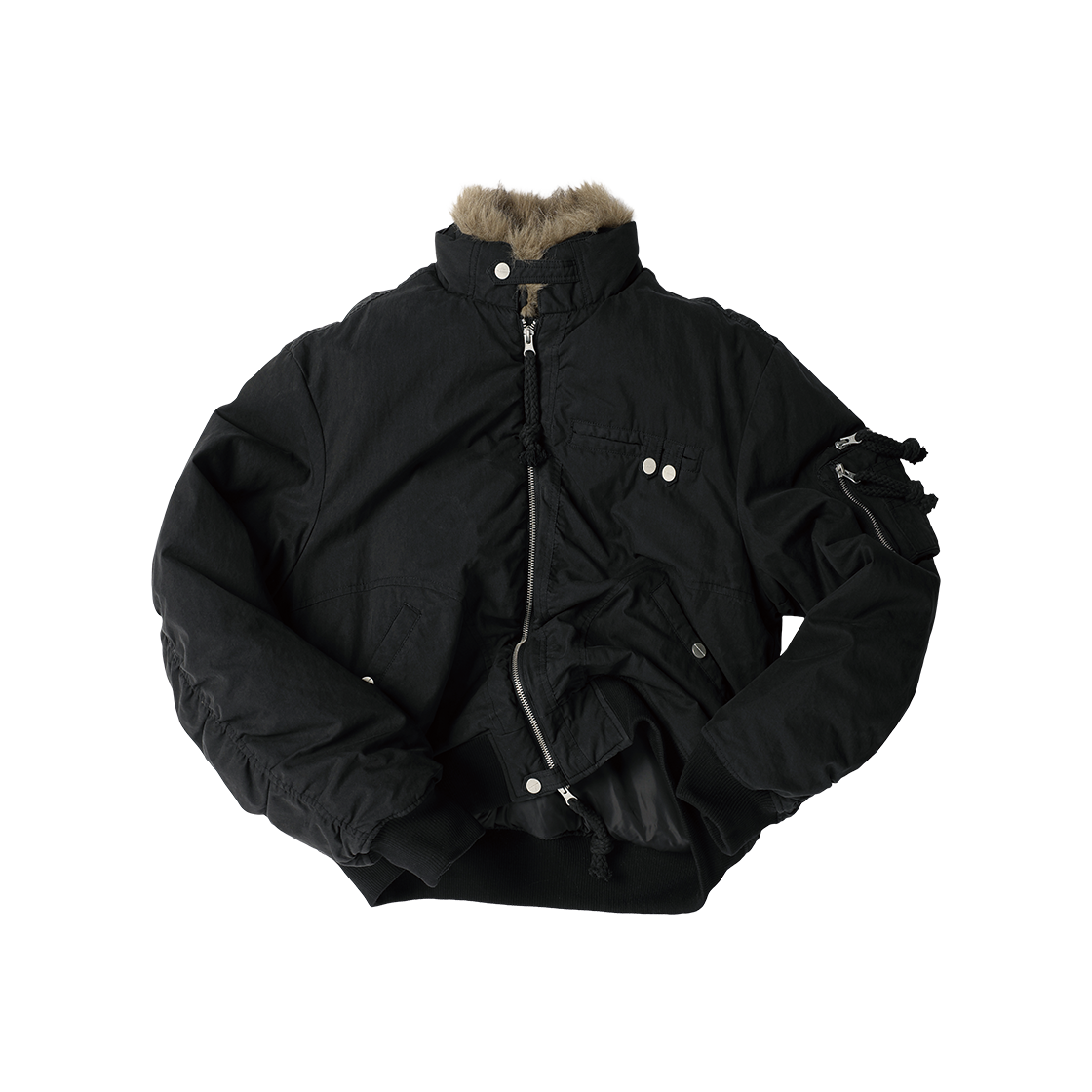 더바이닐하우스 유틸리티 퍼 봄버 자켓 블랙(Thevinylhouse Utility Fur Bomber Jacket Black) - 4