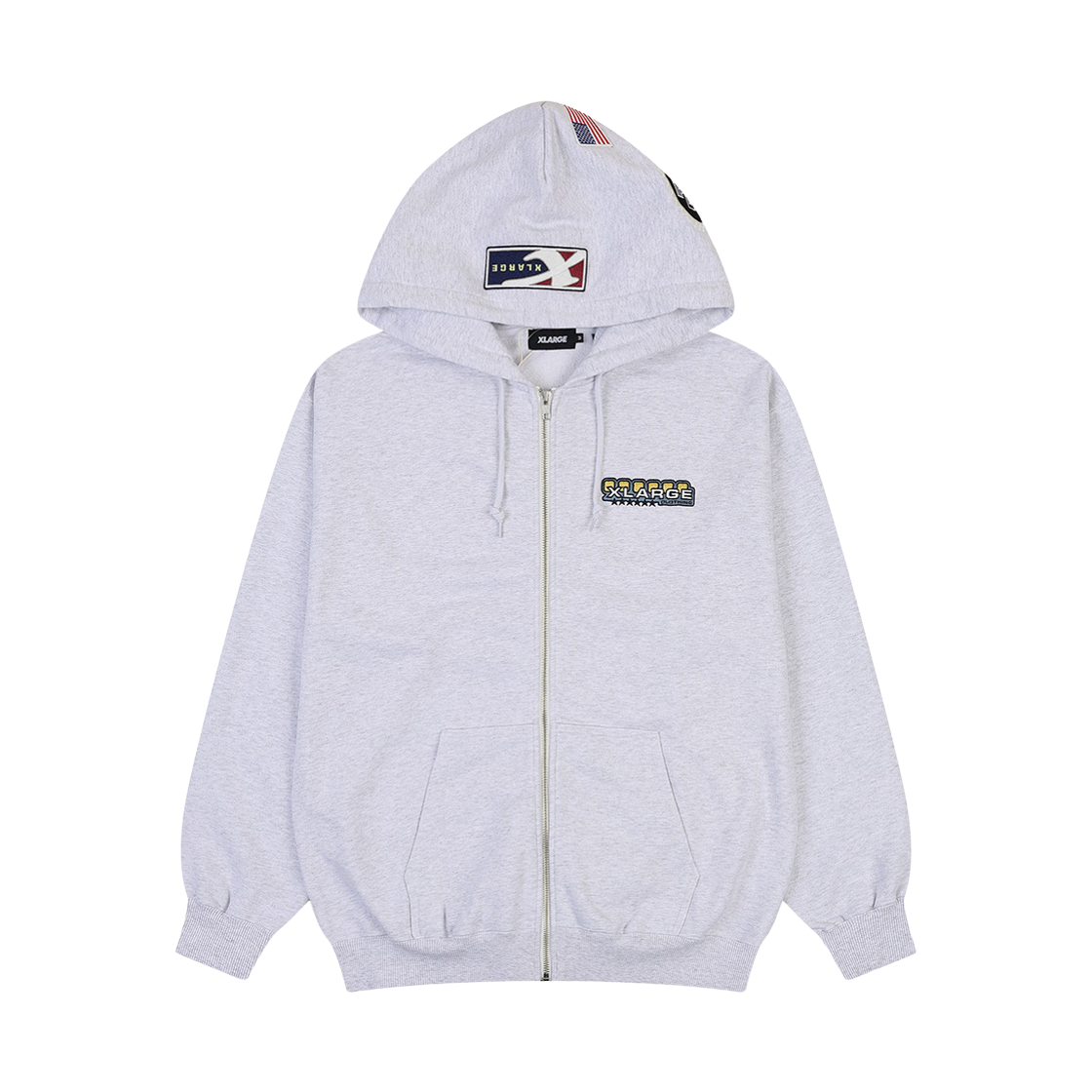 XL4CJI0002GR PEER Xlarge Multi Emblem Zip Hooded Sweatshirt Gray