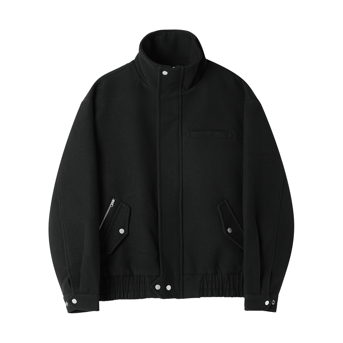 VH2GFUB962ABK Thevinylhouse Herringbone High Neck Jacket Black