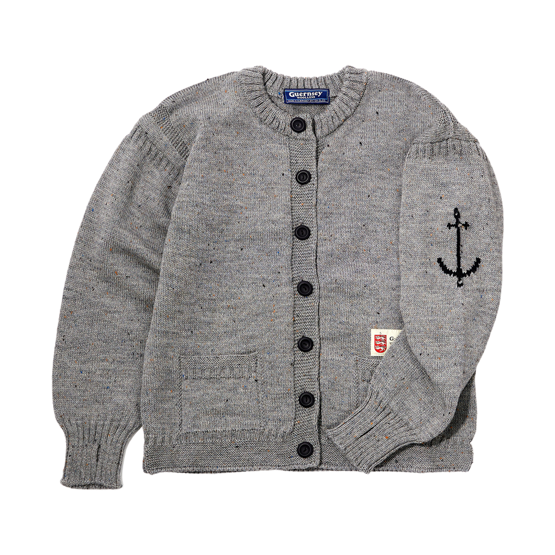 gwtr4301-dg Guernsey Woollens Fisherman Wholegarment Cardigan Dark Grey Nep