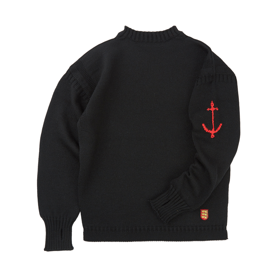 gwtr4101-bk Guernsey Woollens Fisherman Wholegarment Sweater Black