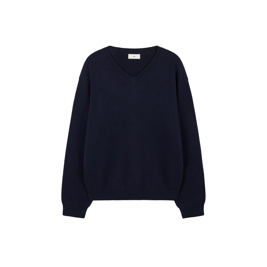 TNSW6F114N2_W TNGT W Cashmere Blended V-Neck Knit Top Navy
