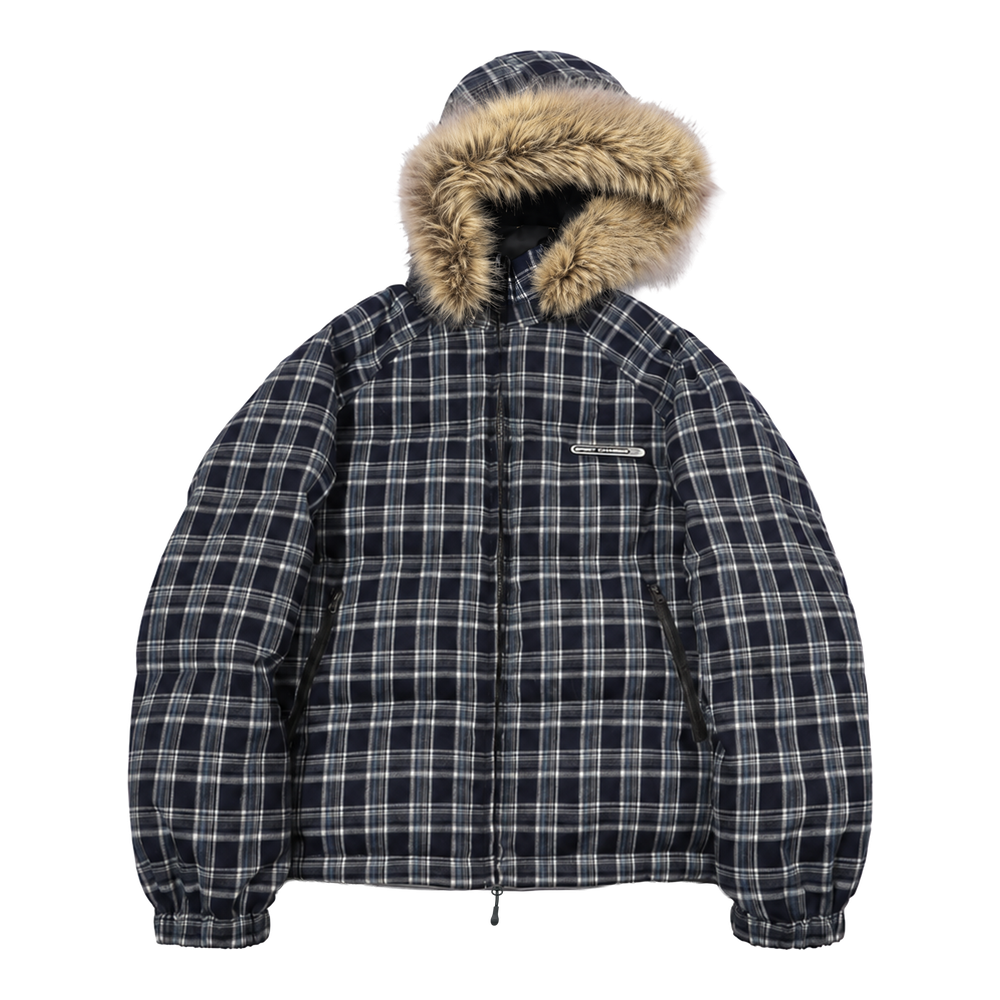 스포츠챔버 플립 체크 덕다운 자켓 네이비(SPORT CHAMBER Flip Check Duck Down Jacket Navy)