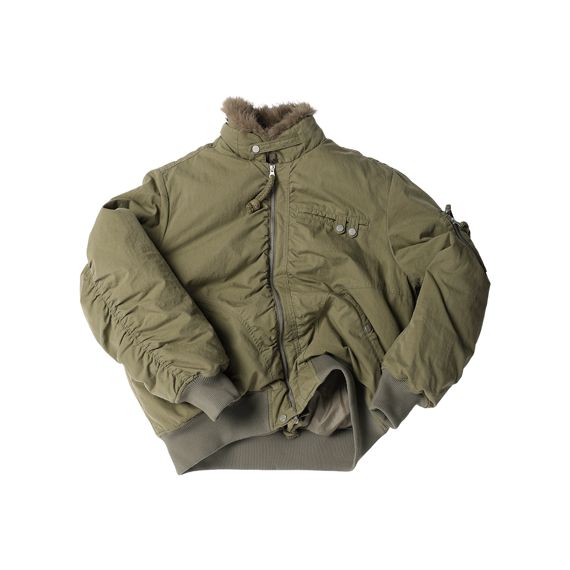 더바이닐하우스 유틸리티 퍼 봄버 자켓 카키(Thevinylhouse Utility Fur Bomber Jacket Khaki) - 5