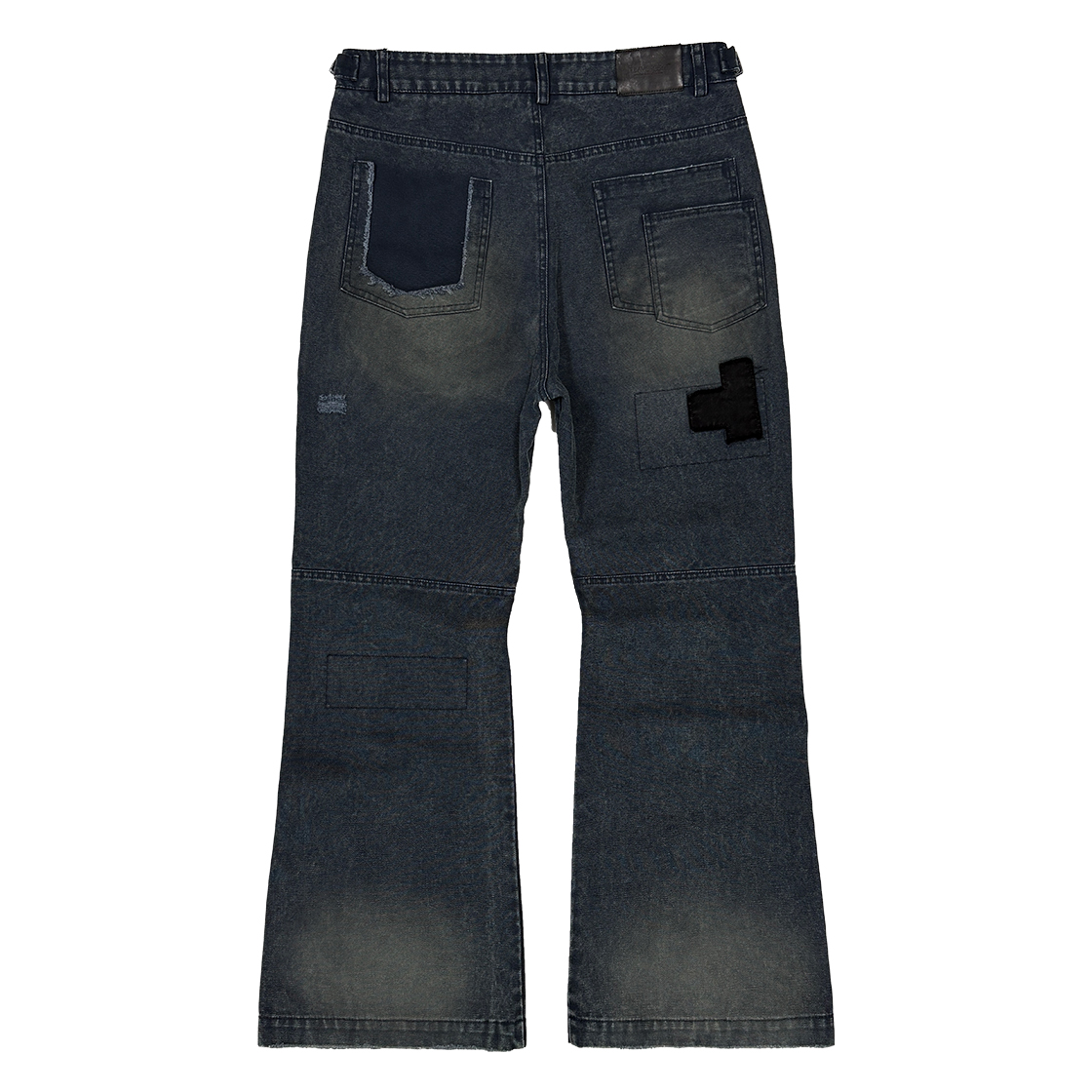 플레이버리즘 빈티지 패치워크 플레어드 팬츠 워시드 네이비(Flavorism VTG Patchwork Flared Pants Washed Navy) - 2