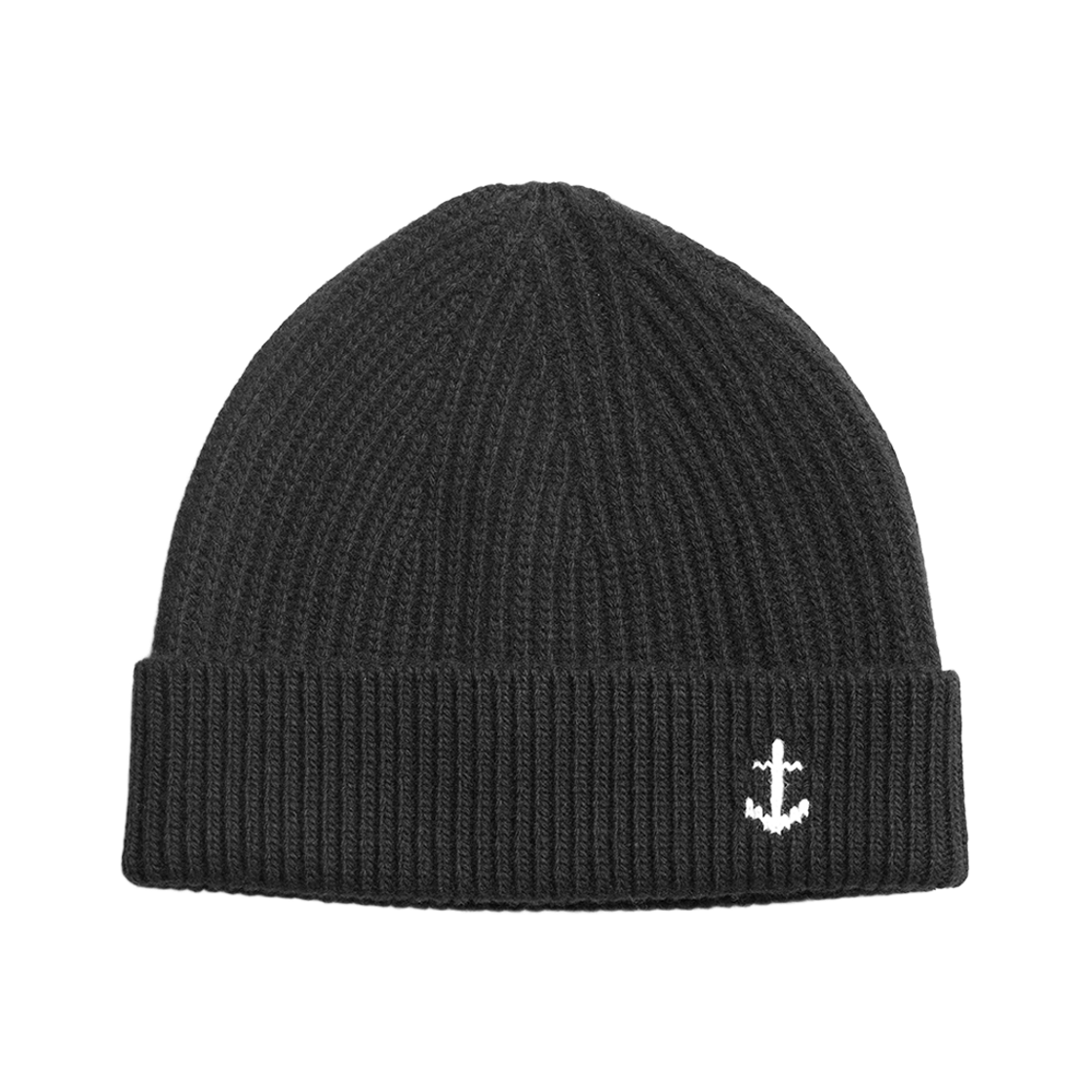 GW1DAC01-bk-fr Guernsey Woollens Anchor Floating Short Beanie Black