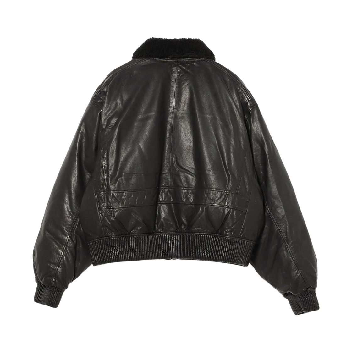 빔즈 와이드 쇼트 핏 G-1 쉽 레더 다운 자켓 블랙(Beams Wide Short Fit G-1 Sheep Leather Down Jacket Black) - 2