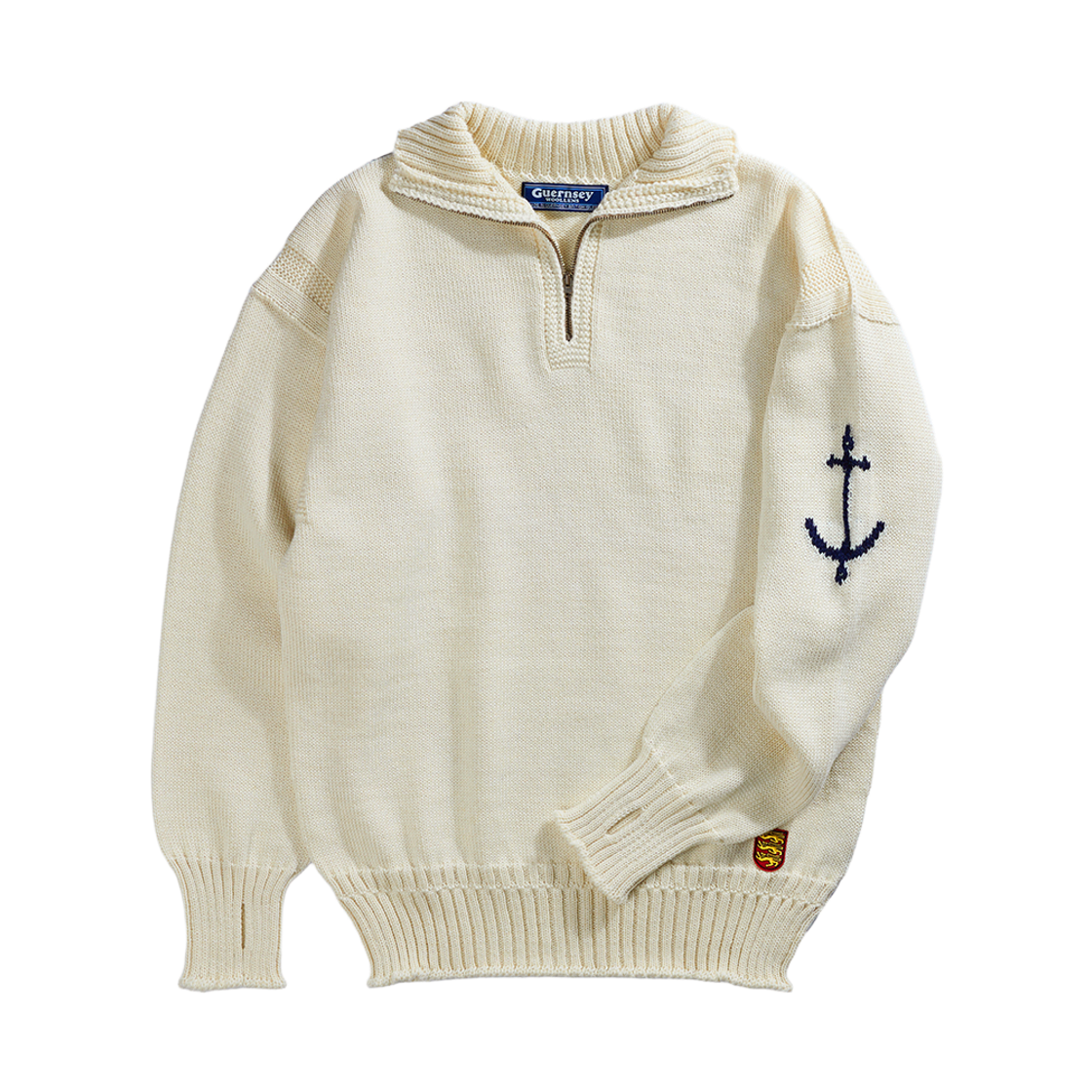 gwtr4801-ar Guernsey Woollens Fisherman Half Zip Sweater Aran