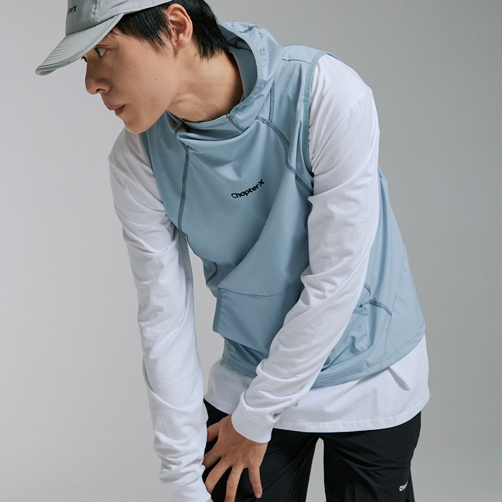챕터엑스 퀵 드라이 아웃 레이어 베스트 스카이 블루(Chapter.X Quick-Dry Hooded Layer Vest Sky Blue) - 4