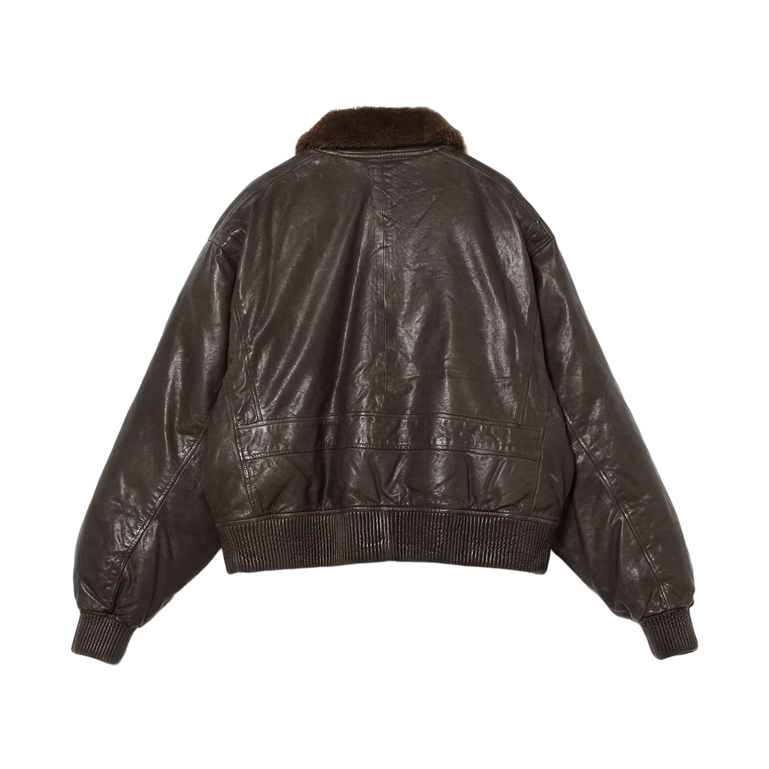 빔즈 와이드 쇼트 핏 G-1 쉽 레더 다운 자켓 다크 브라운(Beams Wide Short Fit G-1 Sheep Leather Down Jacket Dark Brown) - 2