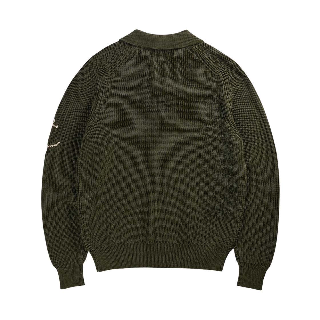 건지울른스 실켓 코튼 새들 카라 니트 올리브(Guernsey Woollens Mercerized Cotton Saddle Polo Knit Olive) - 2