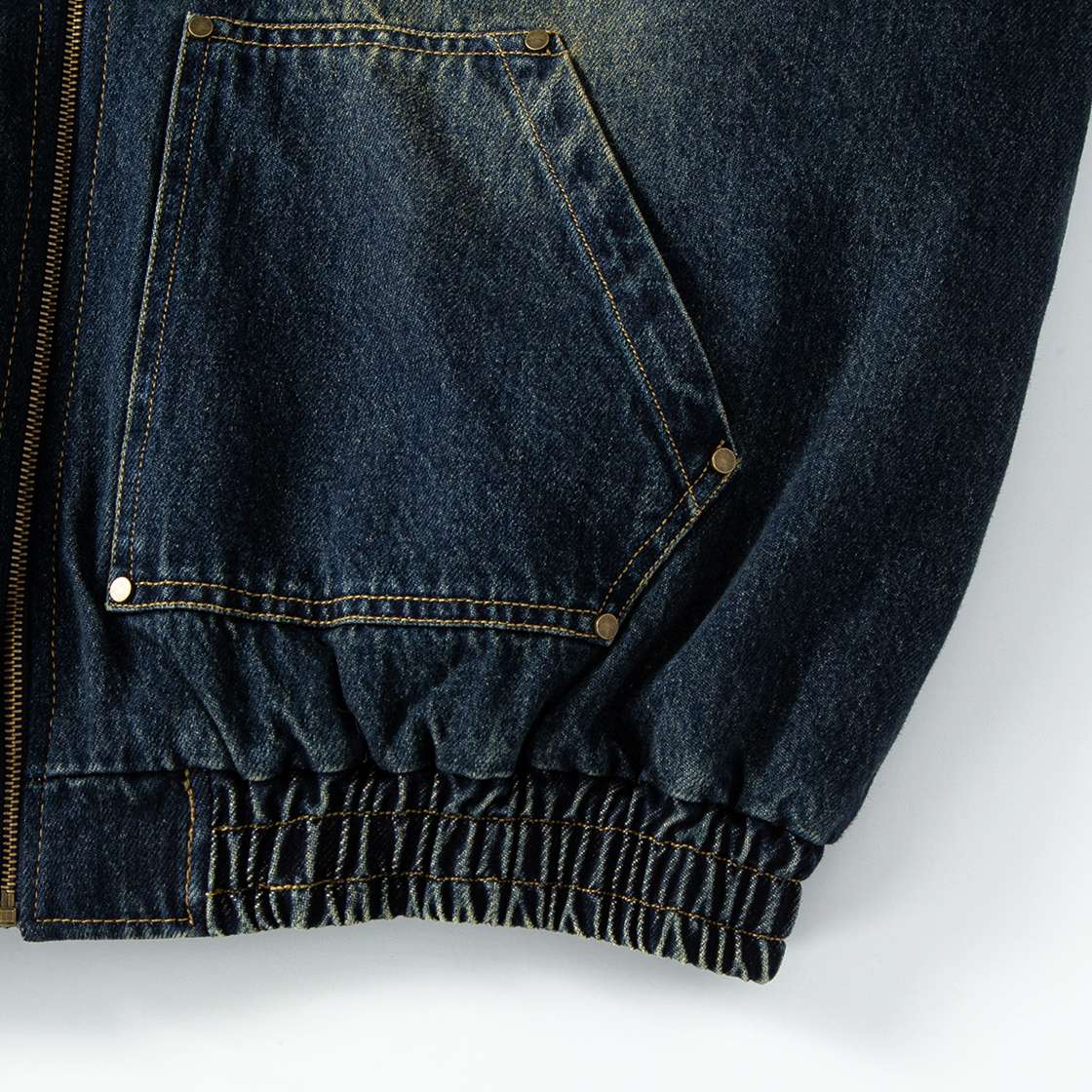 톤슬 데님 퍼 후드 점퍼 네이비(TONSIL Denim Fur Hooded Jumper Navy) - 5