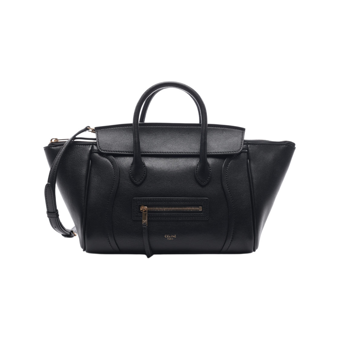 124213GW2 38NO 26S [15% 쿠폰] Celine Small New Luggage in Supple Shiny Lambskin Black