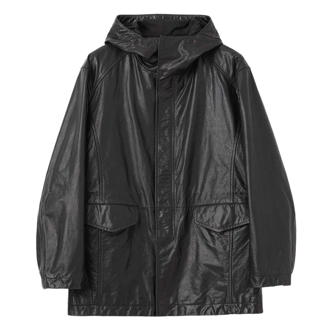 ML951BLK milloarchive MATRIX Marcel Leather Hooded Parka Black