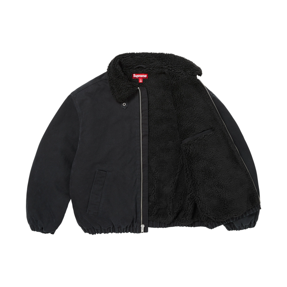 슈프림 페이크 셔링 라인드 봄버 자켓 블랙 - 26FW(Supreme Faux Shearling Lined Bomber Jacket Black - 26FW) - 3