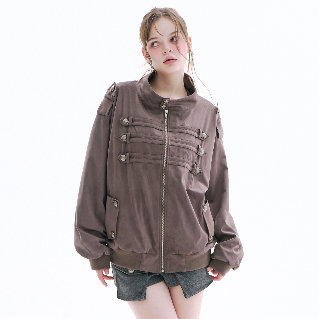 아크메서드 나폴레옹 스웨이드 오버사이즈 자켓 - 브라운(ARCMETHOD Napoleon Suede Oversized Jacket - Brown) - 2