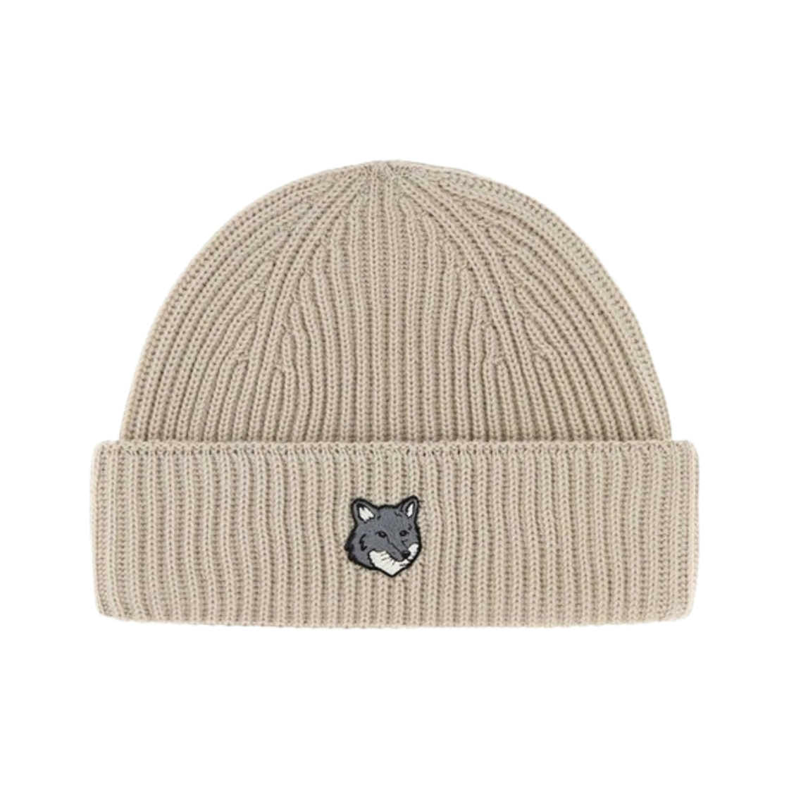 PM06112KT1022-0548 Maison Kitsune Fox Head Large Beanie Moon Beige