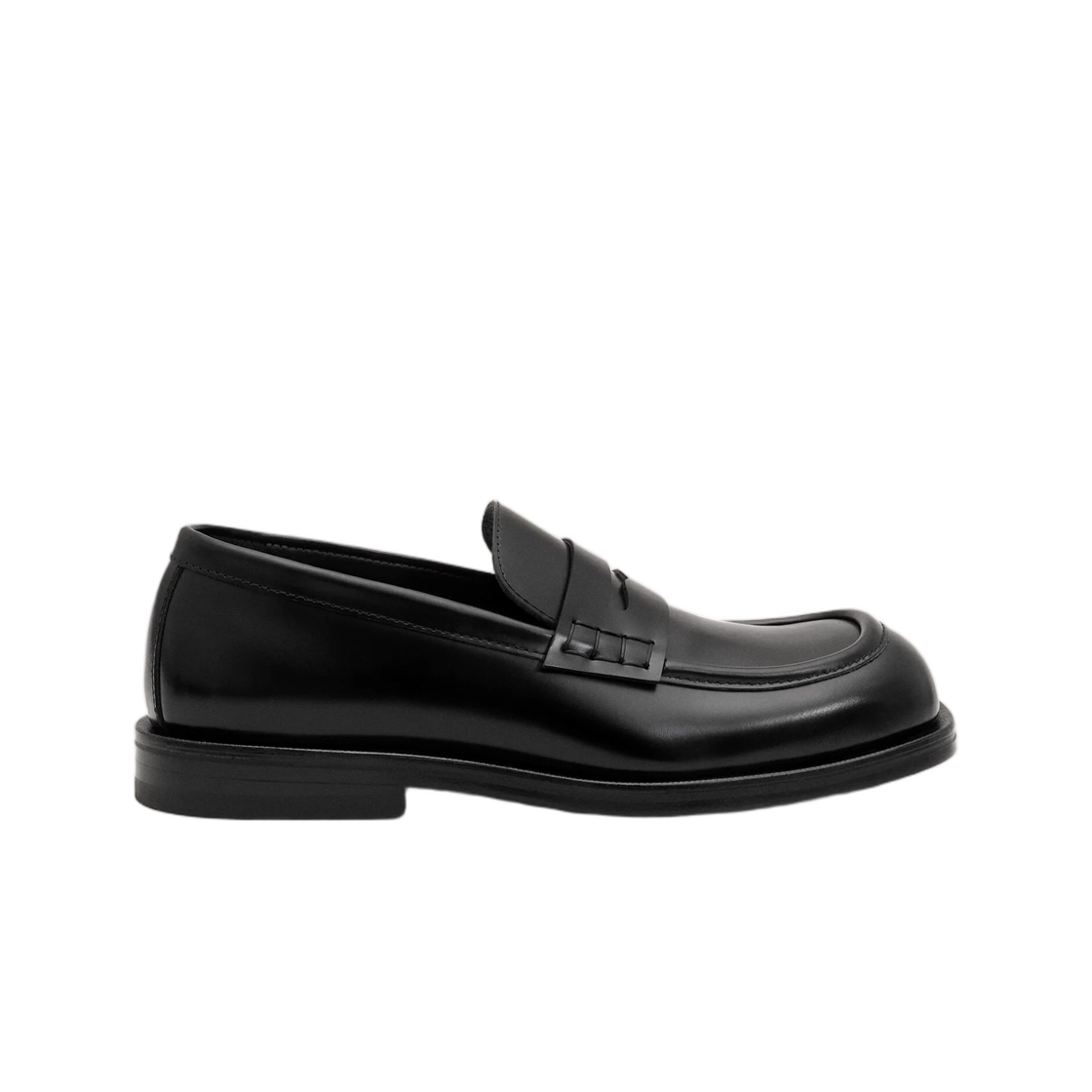 아미 블랙 카우 레더 로퍼 블랙(AMI Black Cow Leather Loafers Black)