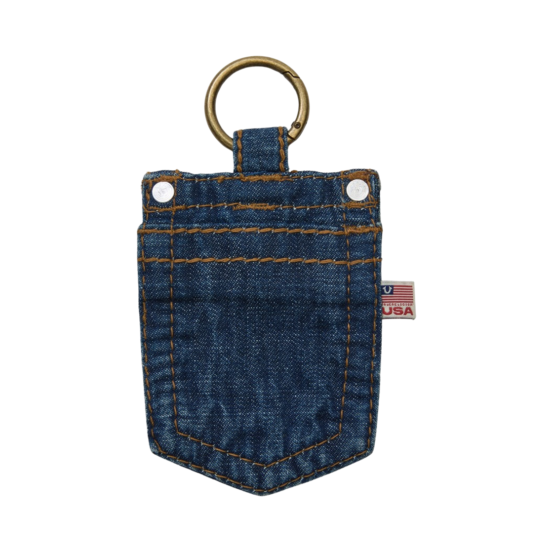 트루릴리젼 Big T 데님 포켓 키링 - 카키(True Religion Big T Denim Pocket Keyring - Khaki) - 2