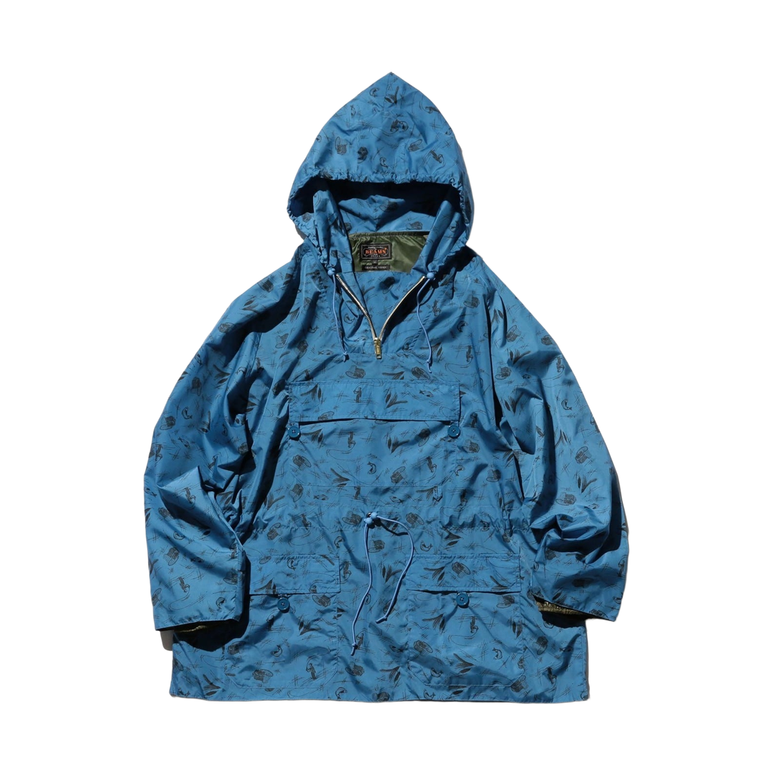 38-18-0384-139 Beams Plus Nylon Print Euro Sport Anorak Blue