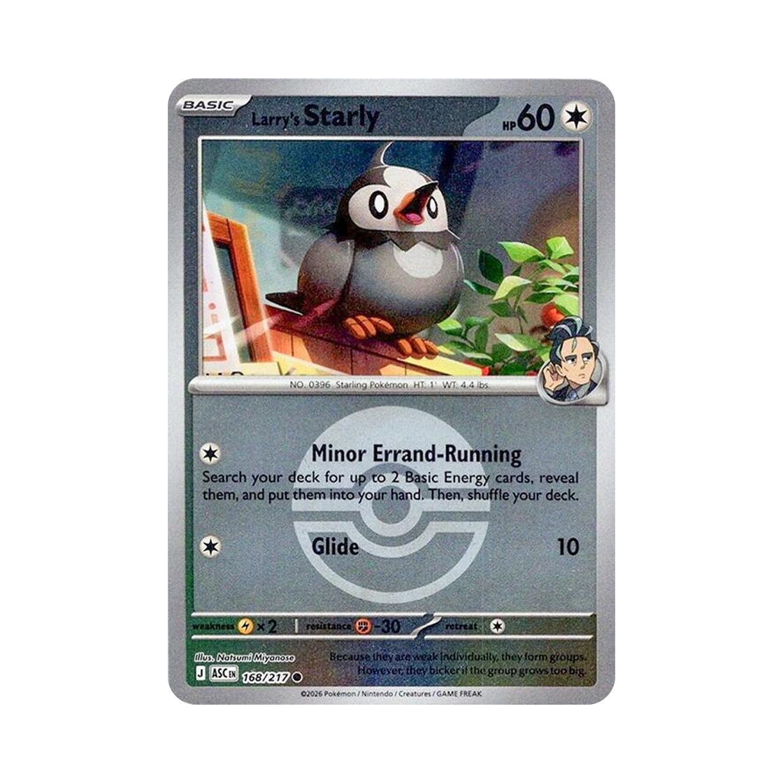 ASC168-217POKEBALLMIRROR Pokemon TCG Larry's Starly C Mega Evolution Ascended Heroes (English Ver.)