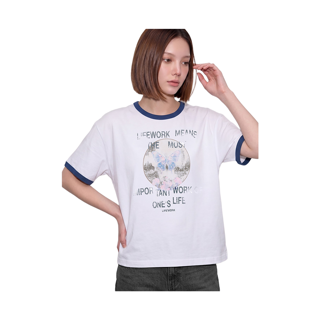 라이프워크 빈티지 레터링 링거 반팔 티셔츠_LW262TS828(Lifework Vintage Lettering Ringer Short-Sleeve T-Shirt_LW262TS828) - 3