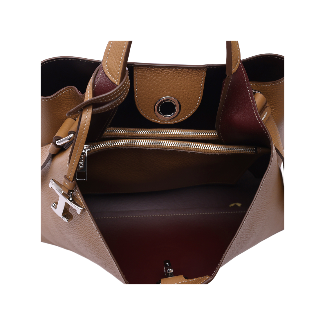 [15% 쿠폰] 토즈 레더 스몰 토트백 브라운 버건디([15% 쿠폰] Tod's Leather Small Tote Bag Brown Burgundy) - 6