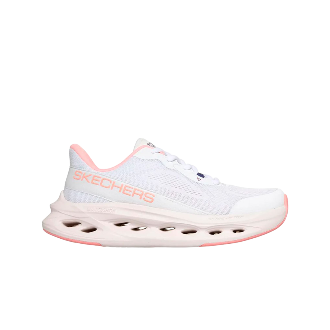 129407-WPK (W) Skechers Go Run Max Cushioning Glide Step Fairmont White Pink