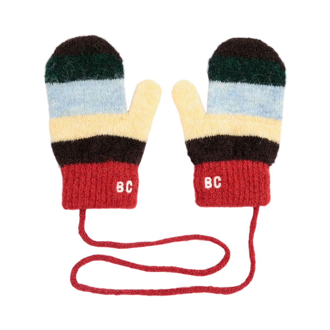 226AH042 (Kids) Bobo Choses Striped Knitted Mittens Multicolor