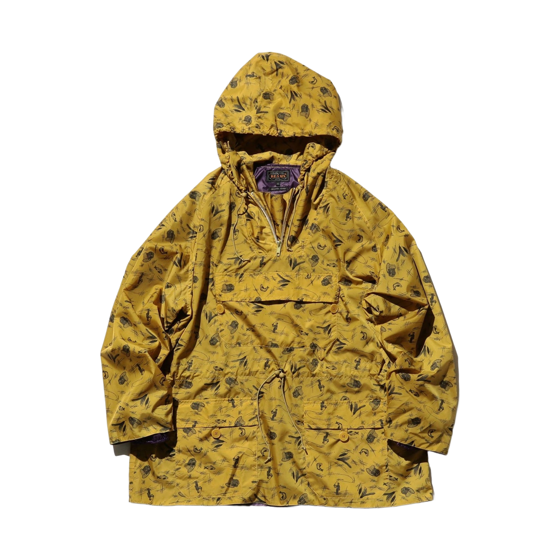 38-18-0384-139 Beams Plus Nylon Print Euro Sport Anorak Yellow