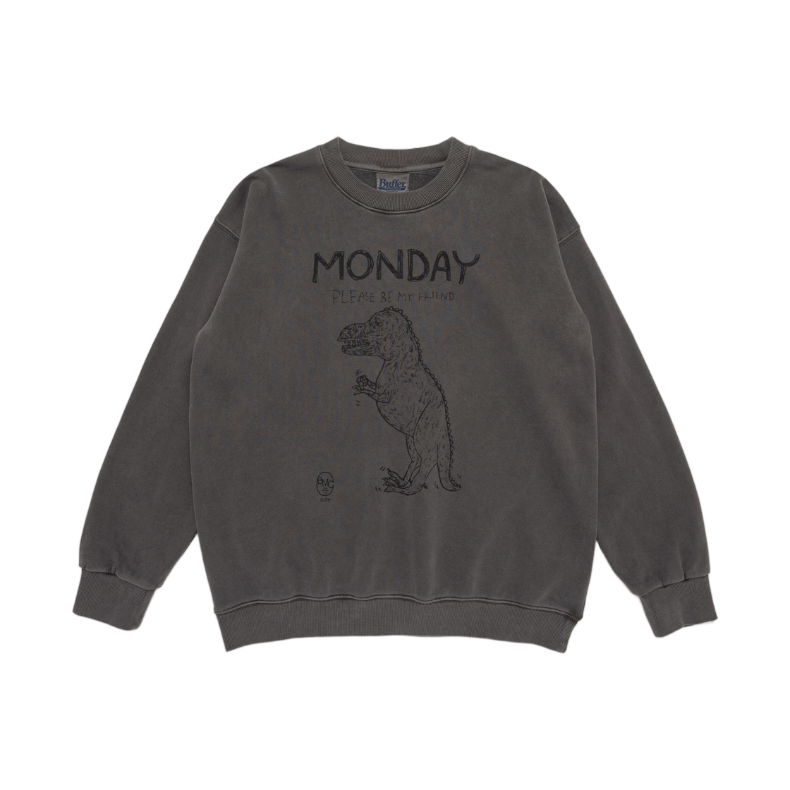 버퍼 크루넥 스웨트 셔츠 먼데이 블루 클럽 블랙(Buffer Crew Neck Sweat Shirt Monday Blue Club Black)