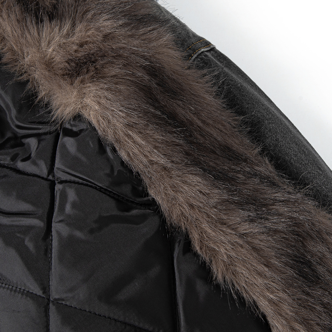 톤슬 데님 퍼 후드 점퍼 챠콜 그레이(TONSIL Denim Fur Hooded Jumper Charcoal) - 6