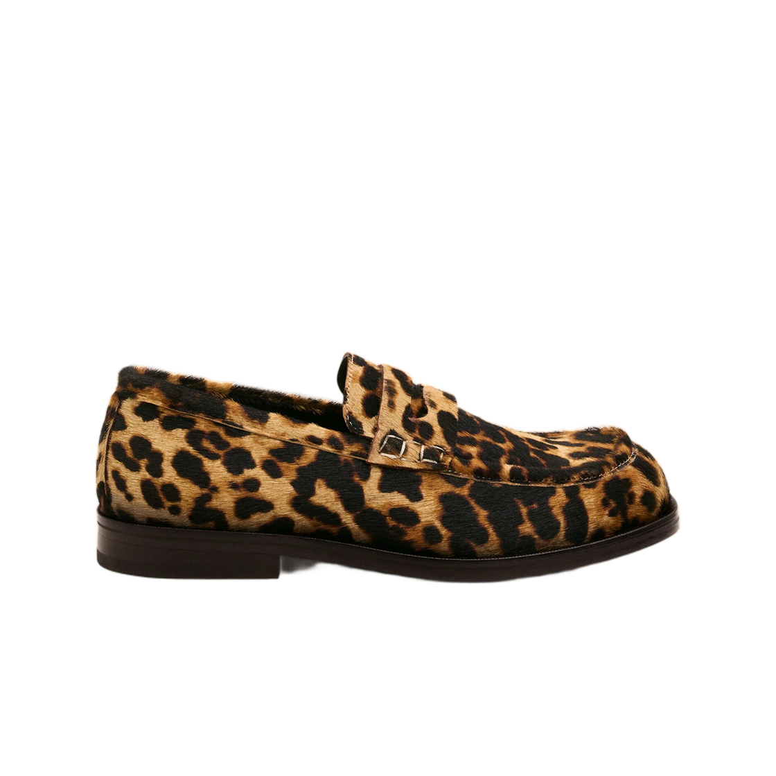 아미 레오파드 프린트 카우하이드 레더 로퍼 샌드 초콜릿 브라운(AMI Leopard Print Cowhide Leather Loafers Sand Chocolate Brown) - 1