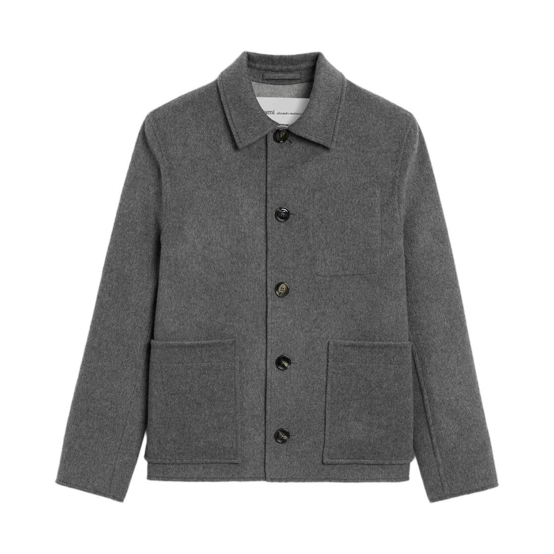 HJK844-WV0217-A226 AMI Grey Button Down Wool and Cashmere Jacket Carbone Grey Ash Grey