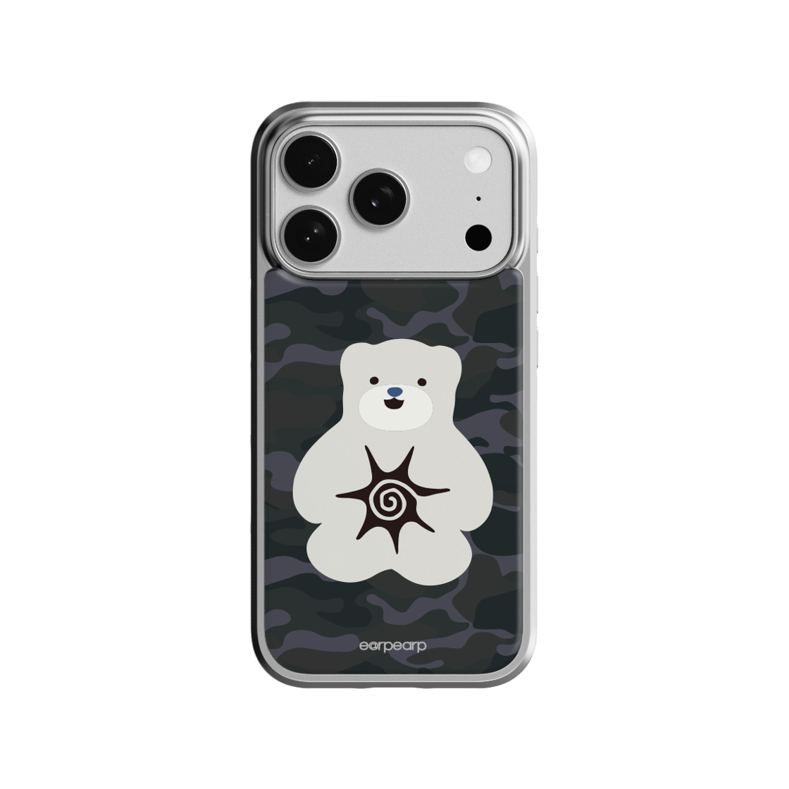 어프어프 코스모 베어 그레이 에폭시 케이스 실버(EARPEARP Cosmo Bear Gray Epoxy Case Silver)