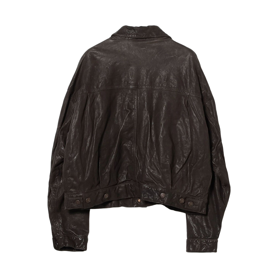 빔즈 와이드 쇼트 핏 쉽 레더 자켓 다크 브라운(Beams Wide Short Fit Sheep Leather Jacket Dark Brown) - 2