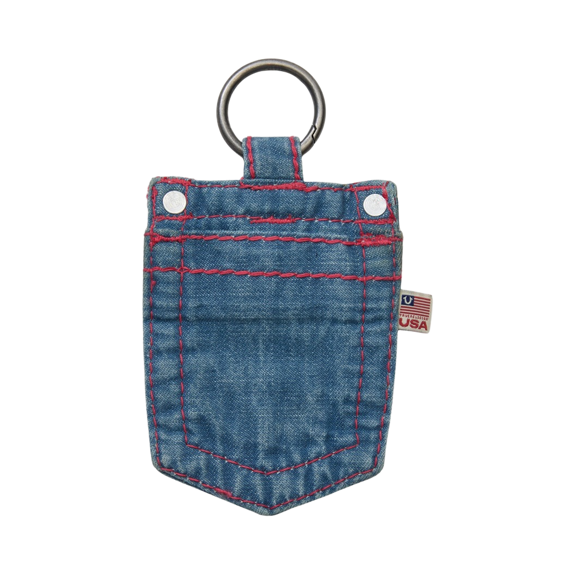 트루릴리젼 Big T 데님 포켓 키링 - 핑크(True Religion Big T Denim Pocket Keyring - Pink) - 2