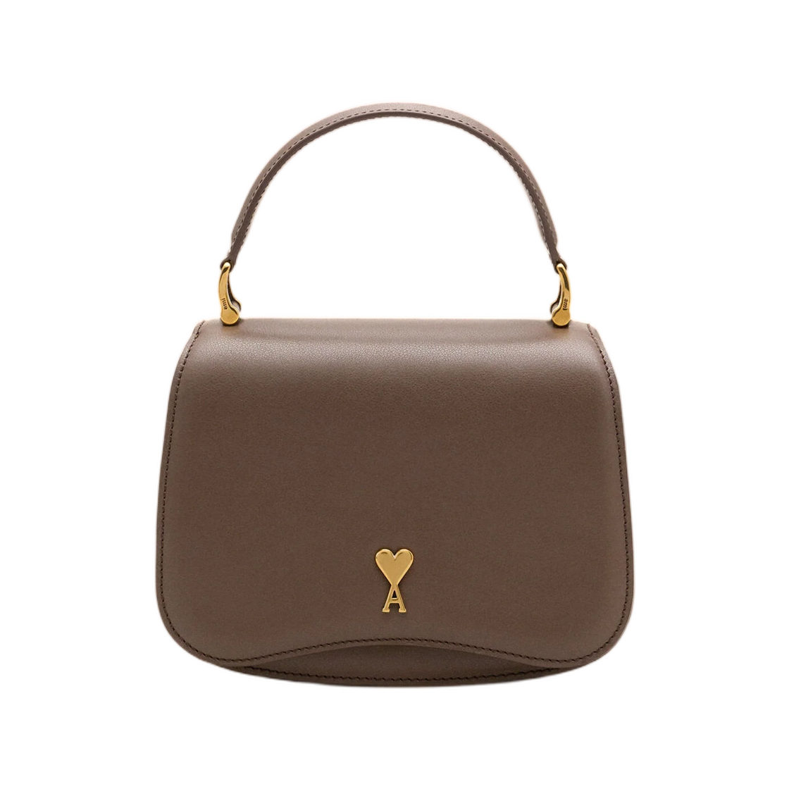 아미 브라운 카우하이드 레더 파리 파리 탑 핸들 백 트러플(AMI Brown Cowhide Leather Paris Paris Top Handle Bag Truffle)