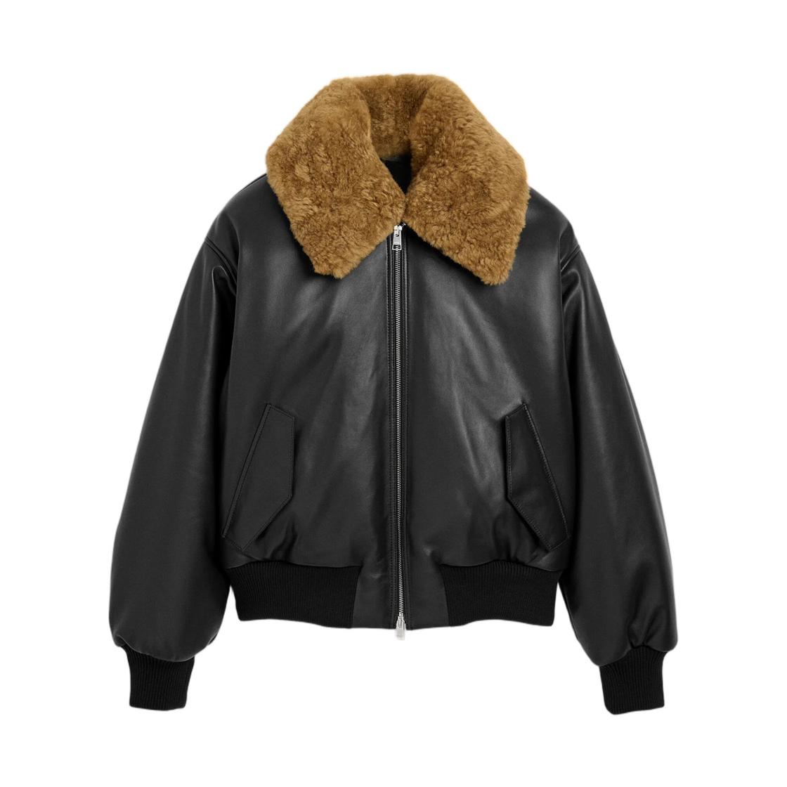 UJK952-LH0068-001 AMI Black Lamb Leather Padded Jacket Black