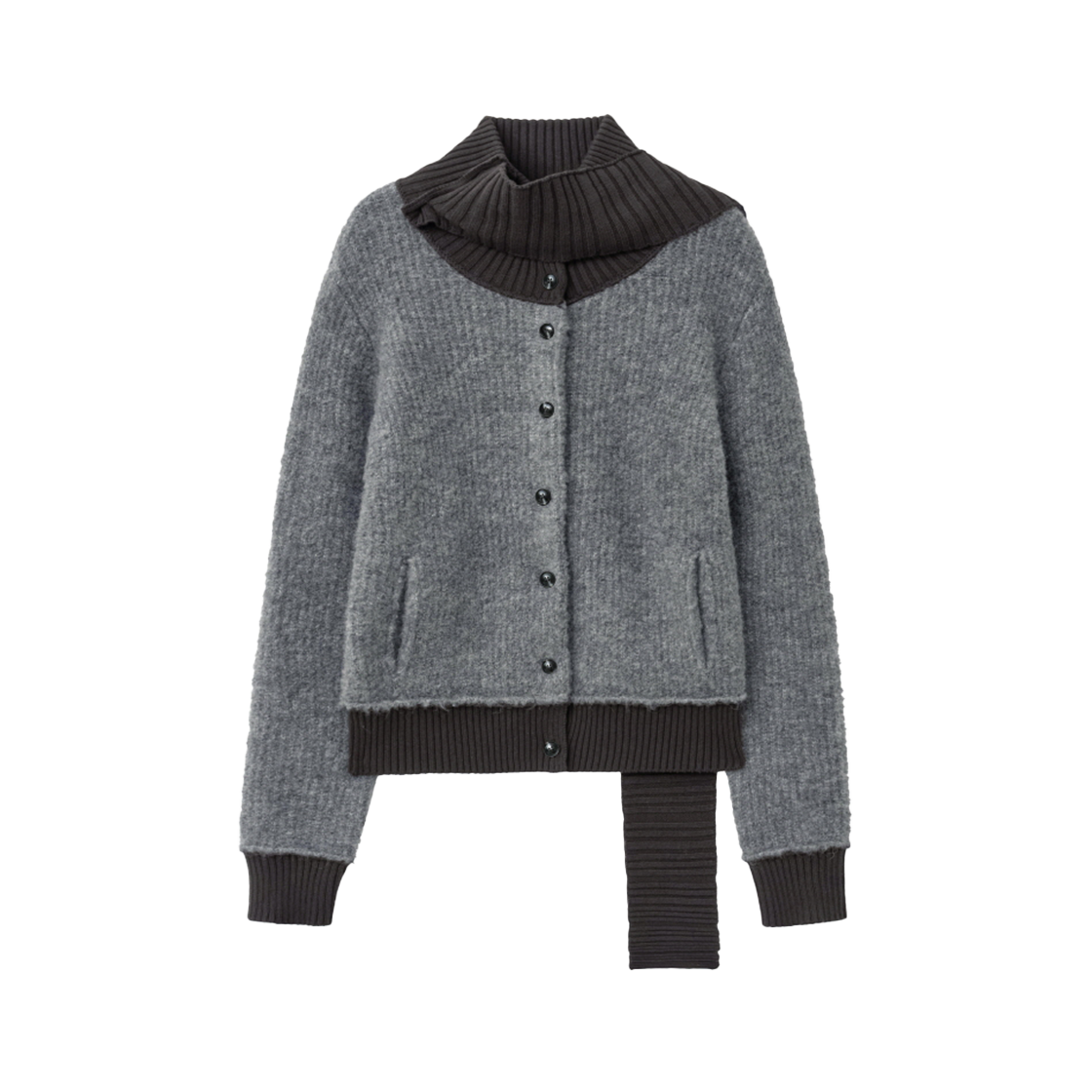 IW2F4KT06CH INSILENCE WOMEN Detachable Muffler Cardigan Charcoal