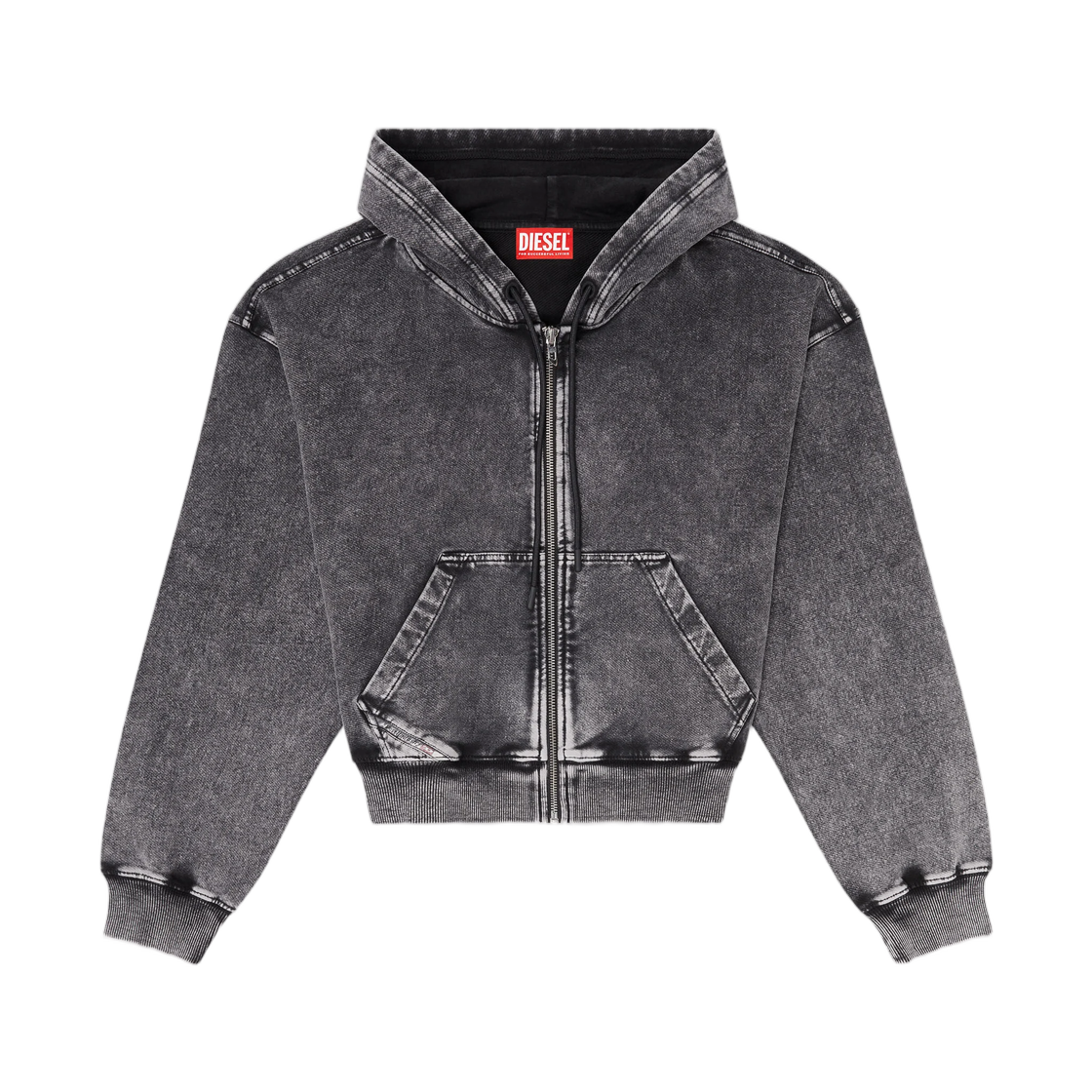A240680EFBJ-65BA (W) Diesel Hoodie with Denim Effect Dark Grey
