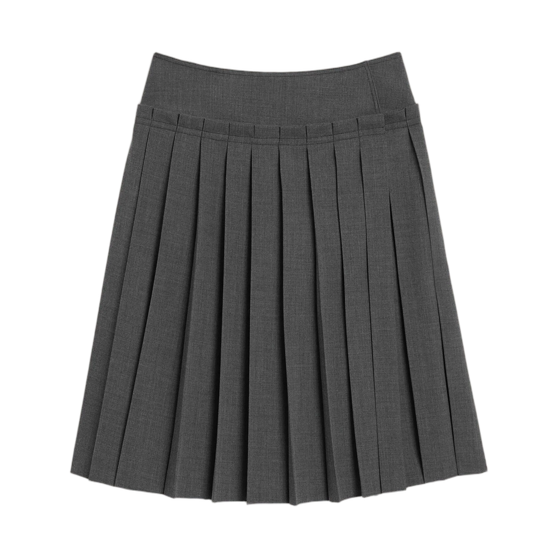 USK483-WV0211-A189 AMI Grey Midi Pleated Wool Skirt Carbon Grey