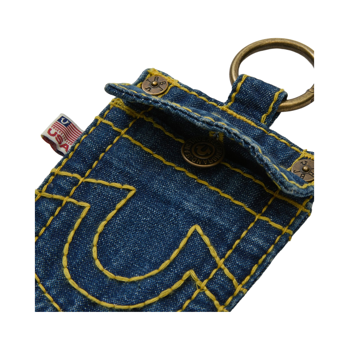 트루릴리젼 Big T 데님 포켓 키링 - 옐로우(True Religion Big T Denim Pocket Keyring - Yellow) - 3